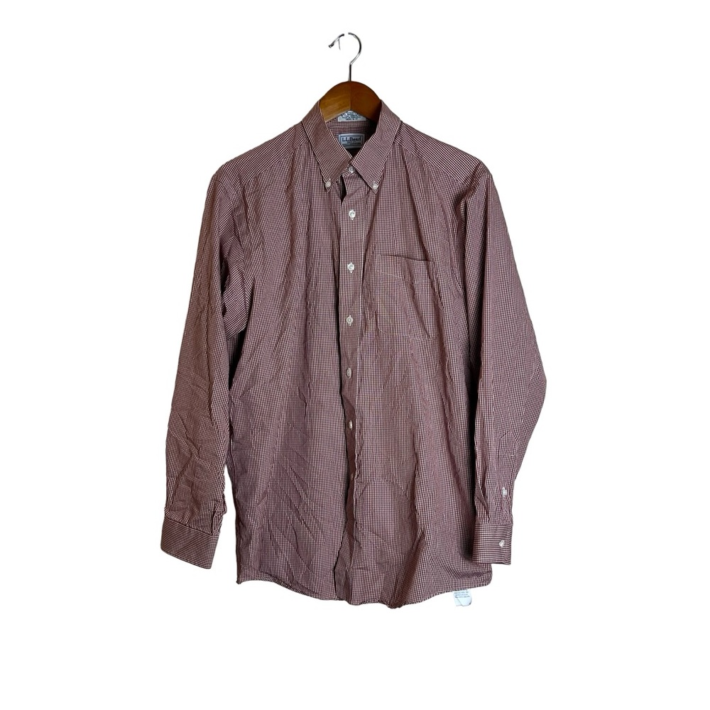 L.L. Bean red & white checkered button down shirt. Size 16